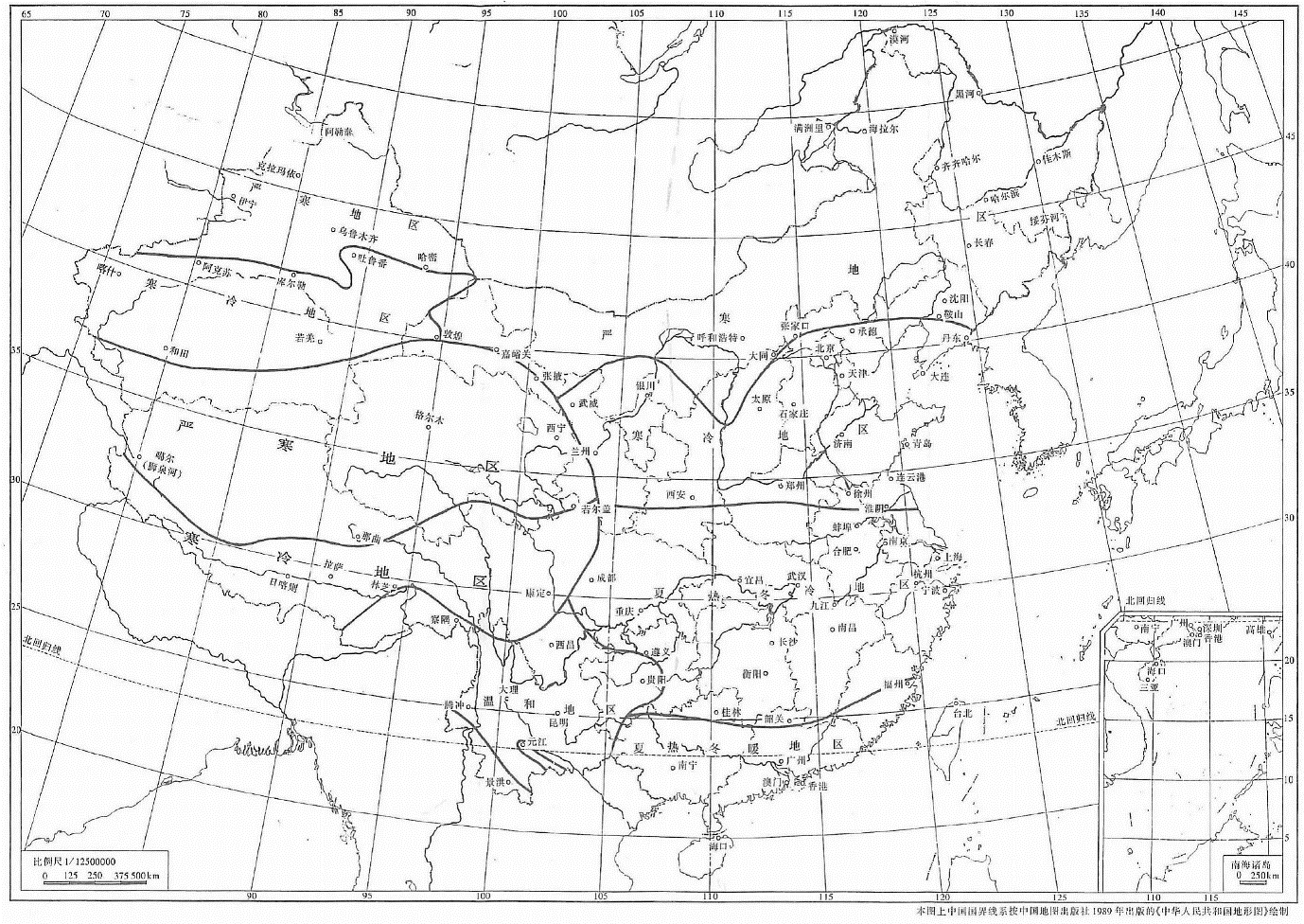 全国建筑热工设计分区图