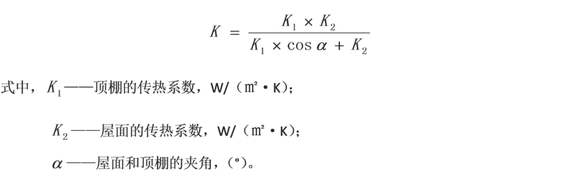 有顶棚的坡屋面的综合传热系数